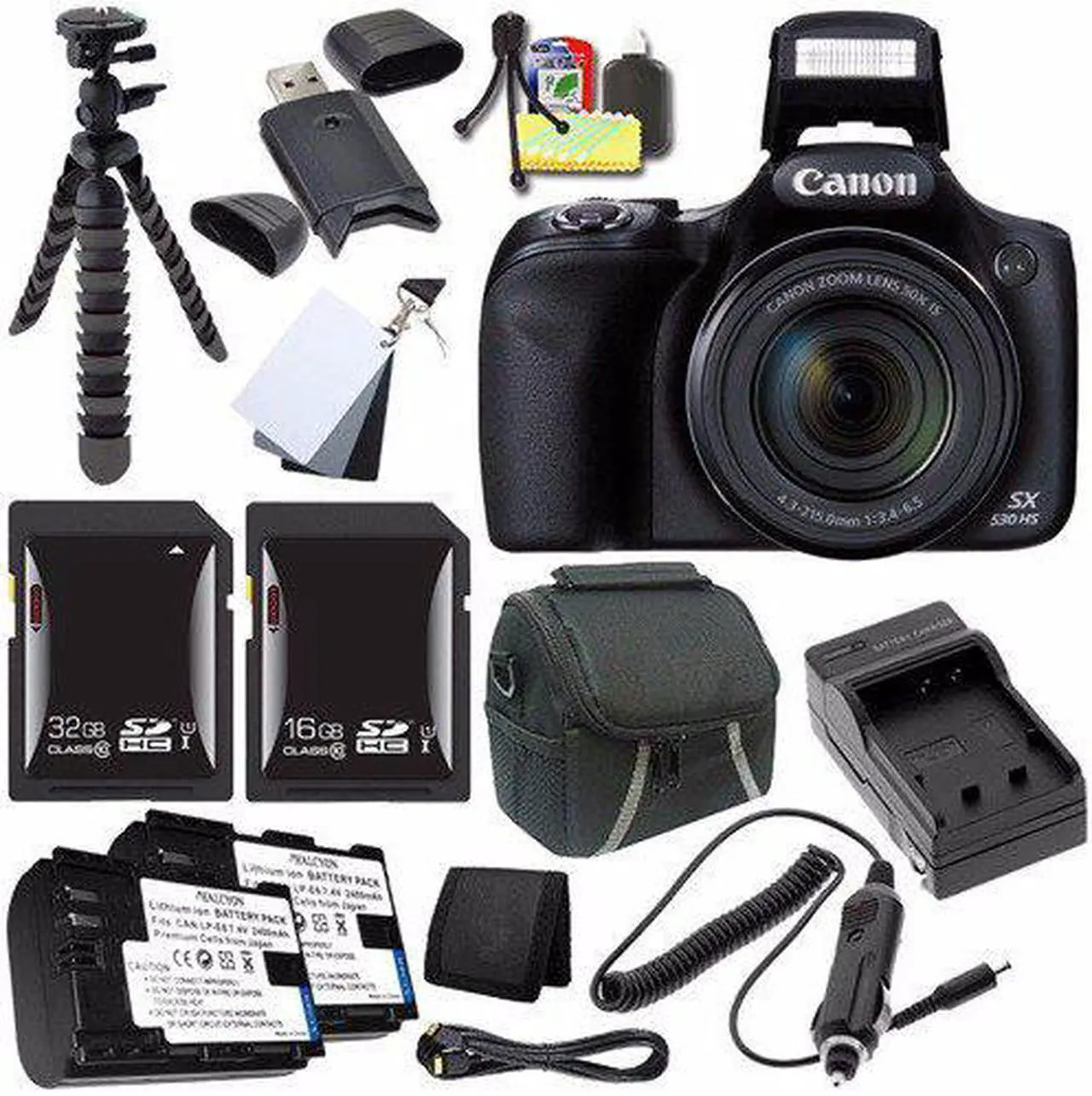 Alt view image 2 of 2 - Canon PowerShot SX530 HS Digital Camera (Black) (International Model No Warranty) + NB-6L Battery + External Charger + 16GB SDHC Card + 32GB SDHC Card Saver Bundle