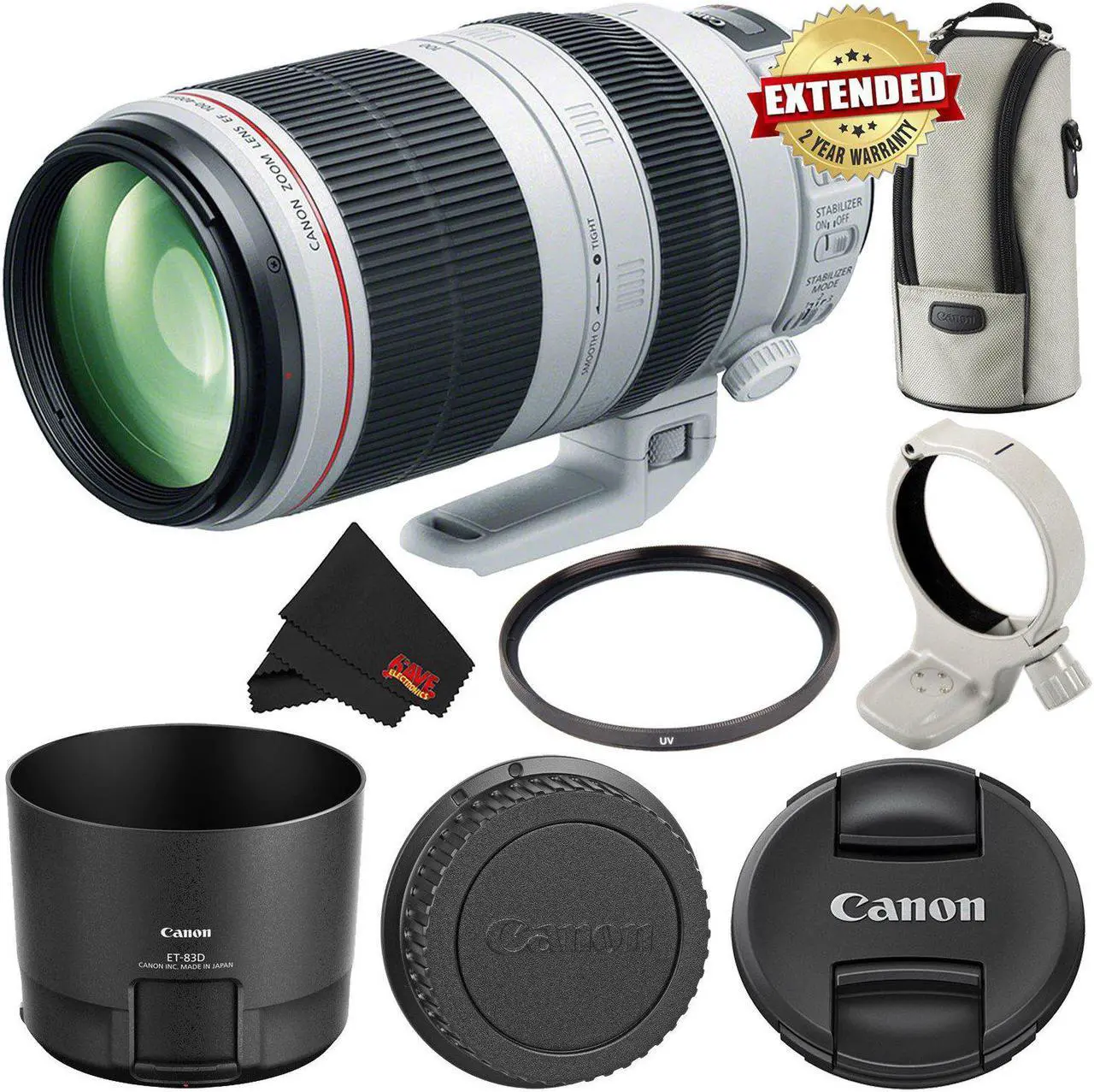 Main image of Canon EF 100-400mm f/4.5-5.6L IS II USM Lens International Version + 77mm UV Filter + MicroFiber Cloth Bundle