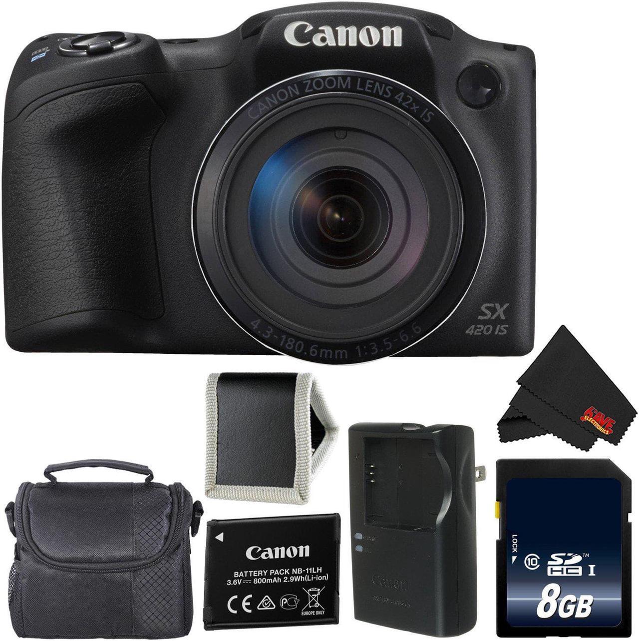 Main image of Canon PowerShot SX420 is Digital Camera (Black) 1068C001 International Model + 8GB Memory Card + Carrying Case - Bundle