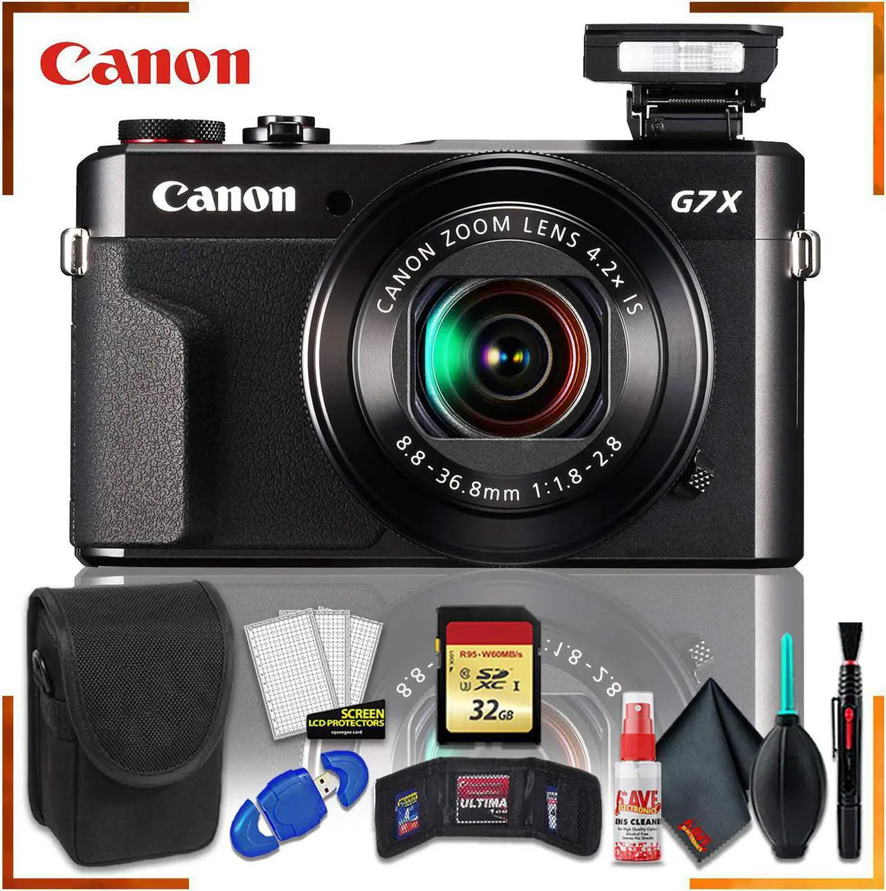 Main image of Canon PowerShot G7 X Mark II Digital Camera (Intl Model) + 32gb Memory SD Card Bundle + Camera Case + Cleaning Kit