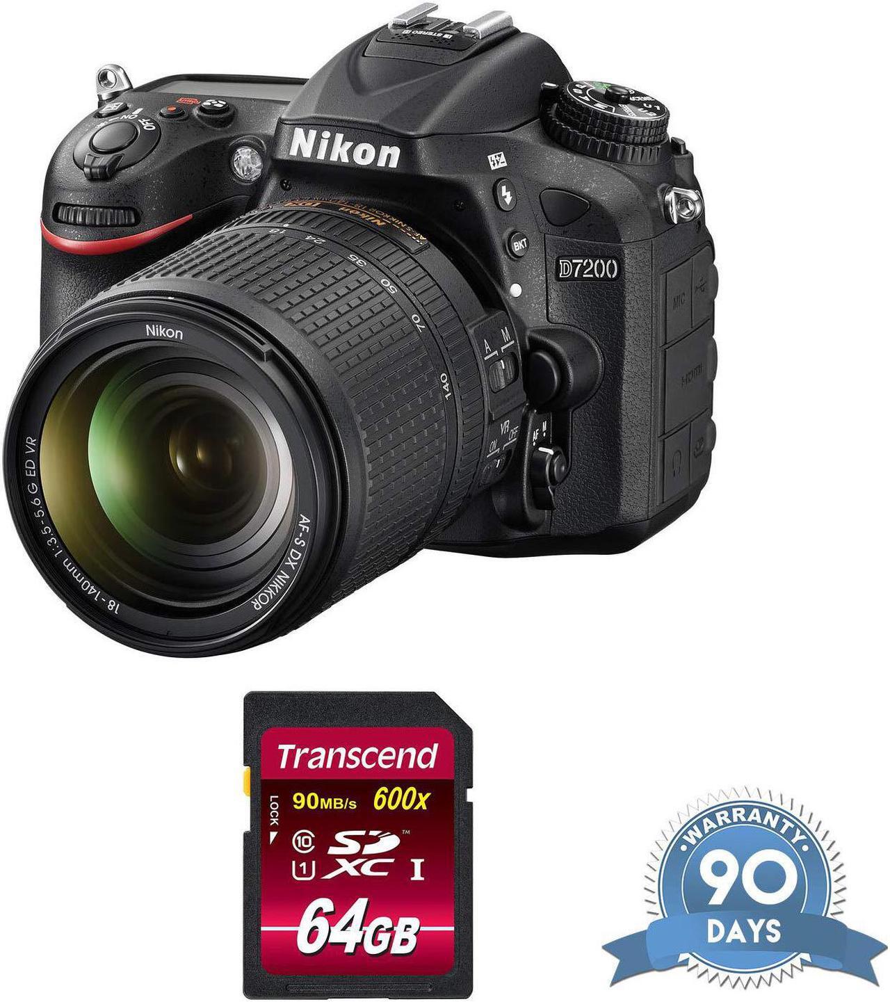 Main image of Nikon D7200 DSLR Camera with 18-140mm Lens - with Memory Card
