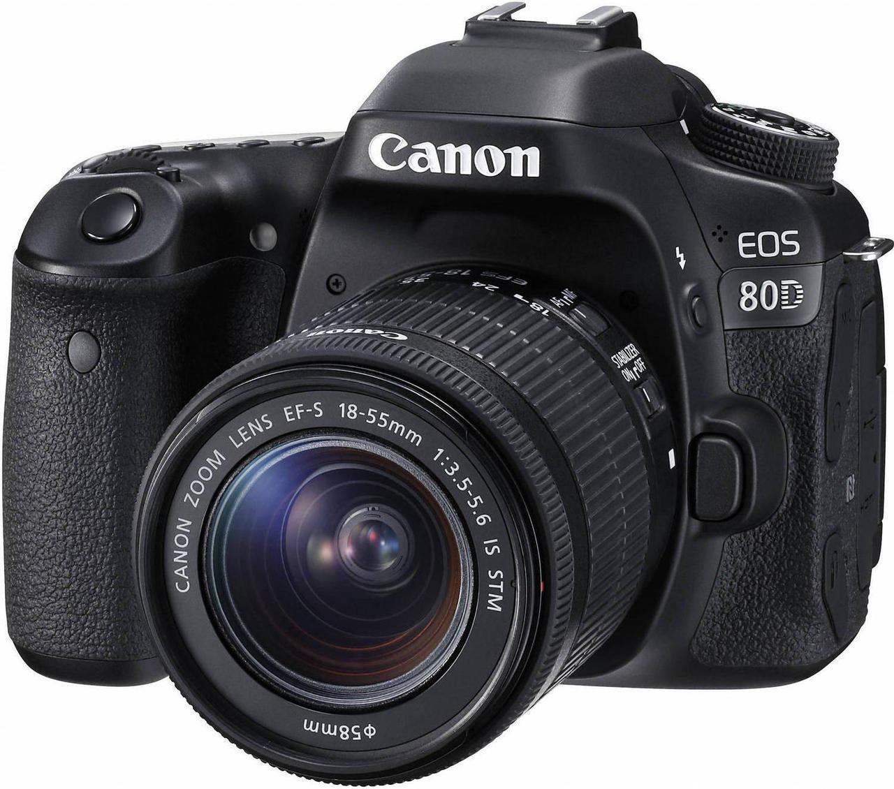 Alt view image 2 of 4 - Canon EOS 80D DSLR Camera with 18-55mm is STM Lens & 55-250mm is II Lens + Camera Case + LED + UV FLD CPL Filter Kit + Wide Angle & Telephoto Lens + Tripod + Card Reader - Intl Model