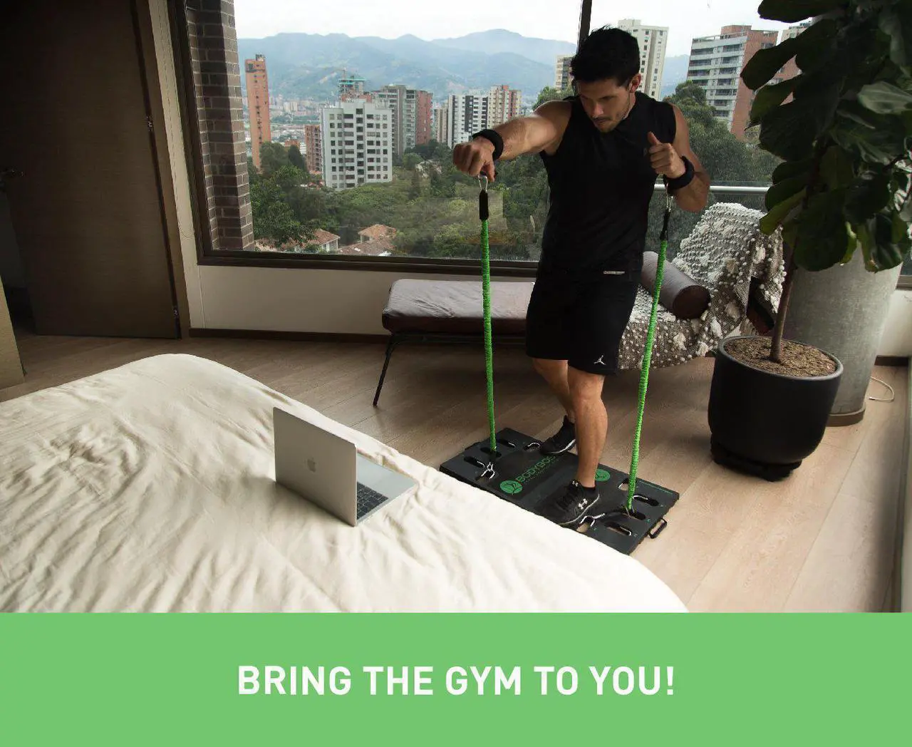 Alt view image 8 of 9 - BodyBoss Portable Gym 2.0 - The World's 1st Home Gym You Can Take Anywhere - Green, Full Bundle Package