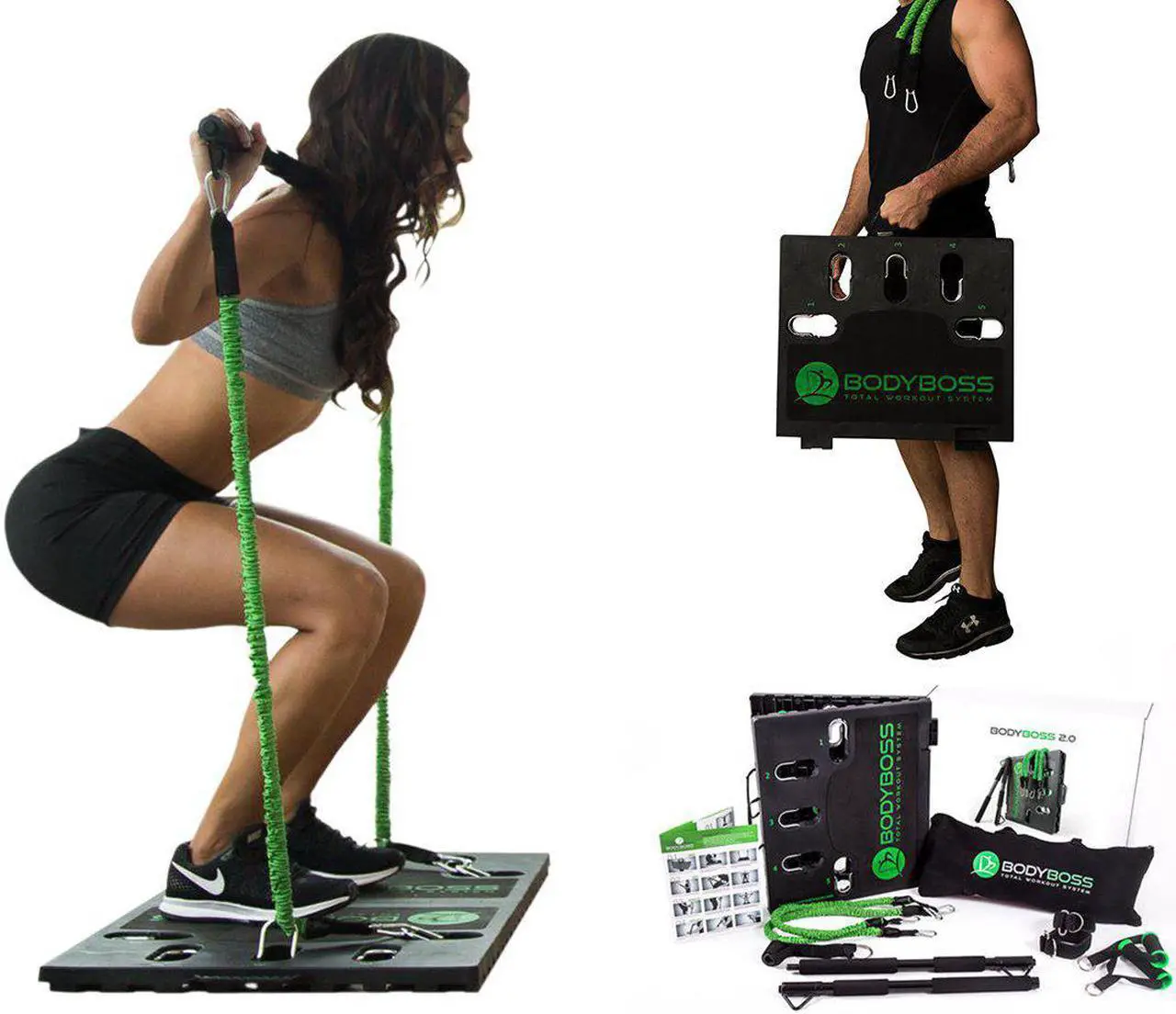 Alt view image 6 of 9 - BodyBoss Portable Gym 2.0 - The World's 1st Home Gym You Can Take Anywhere - Green, Full Bundle Package