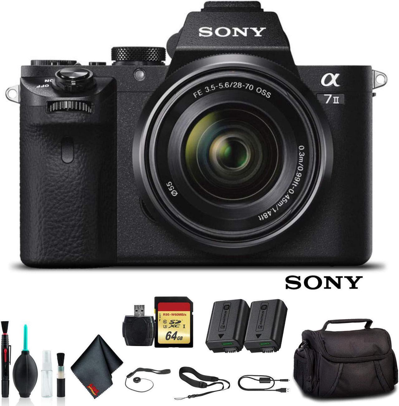 Main image of Sony Alpha a7 II Mirrorless Camera with FE 28-70mm f/3.5-5.6 OSS Lens ILCE7M2K/B With Soft Bag, Additional Battery, 64GB Memory Card, Card Reader , Plus Essential Accessories