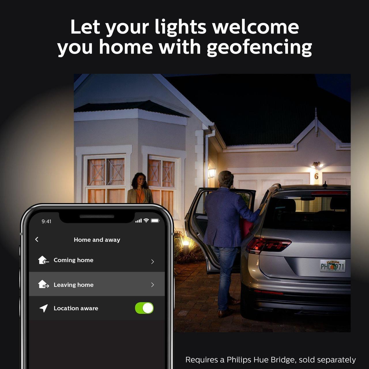 Alt view image 4 of 4 - Hue White Inara Black Outdoor LED Wall Mount Sconce with Smart Wireless A19 Light Bulb