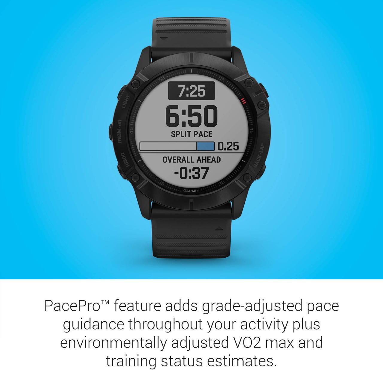 Alt view image 8 of 20 - Garmin Fenix 6X Pro, Premium Multisport GPS Watch, -Black with Black Band - (010-02157-00)