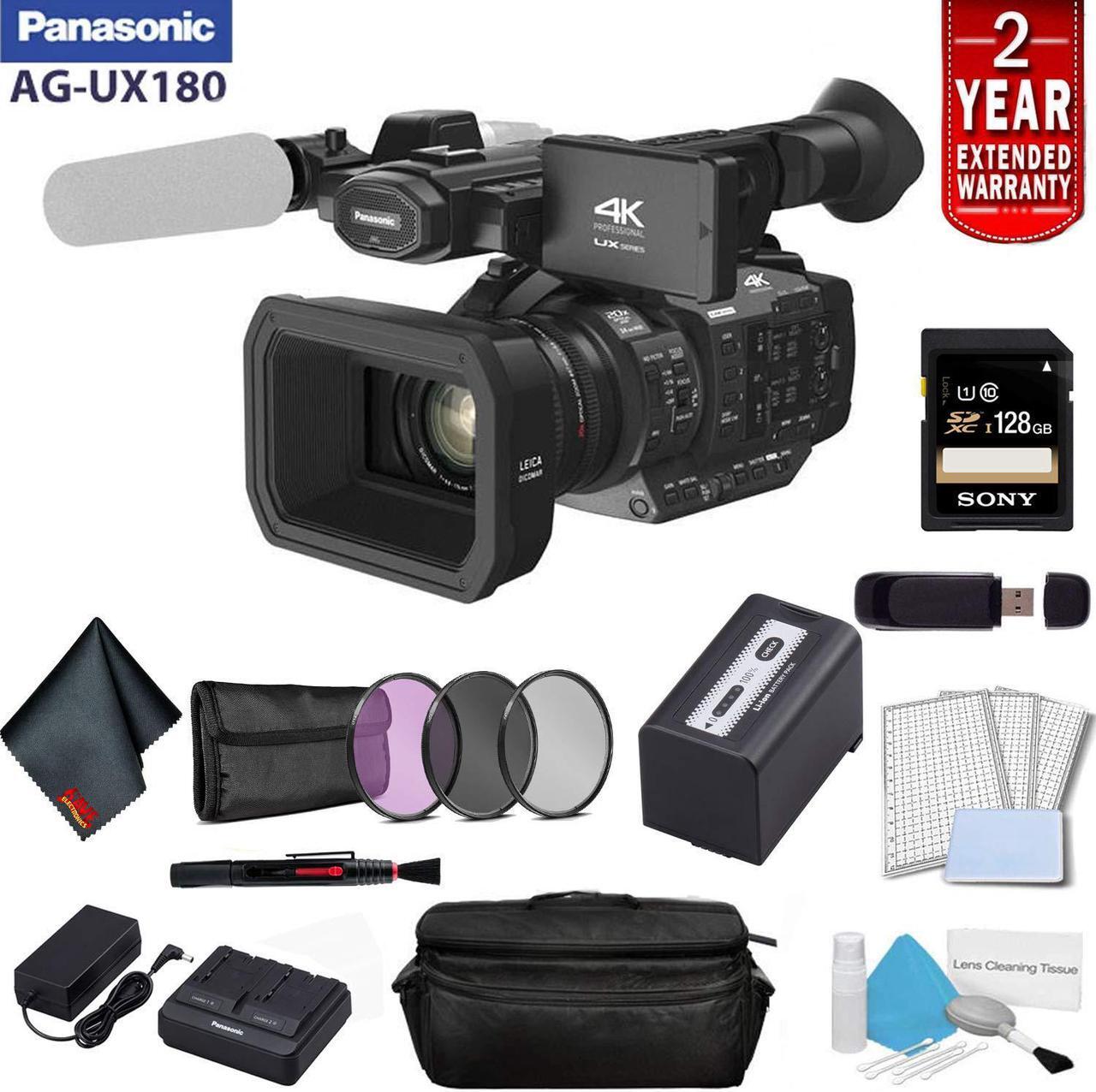 Main image of Panasonic 4K Premium Professional Camcorder Bundle with  2 Year Extended Warranty, Sony 128GB SDXC Memory Card + 3 Piece Filter Kit + More