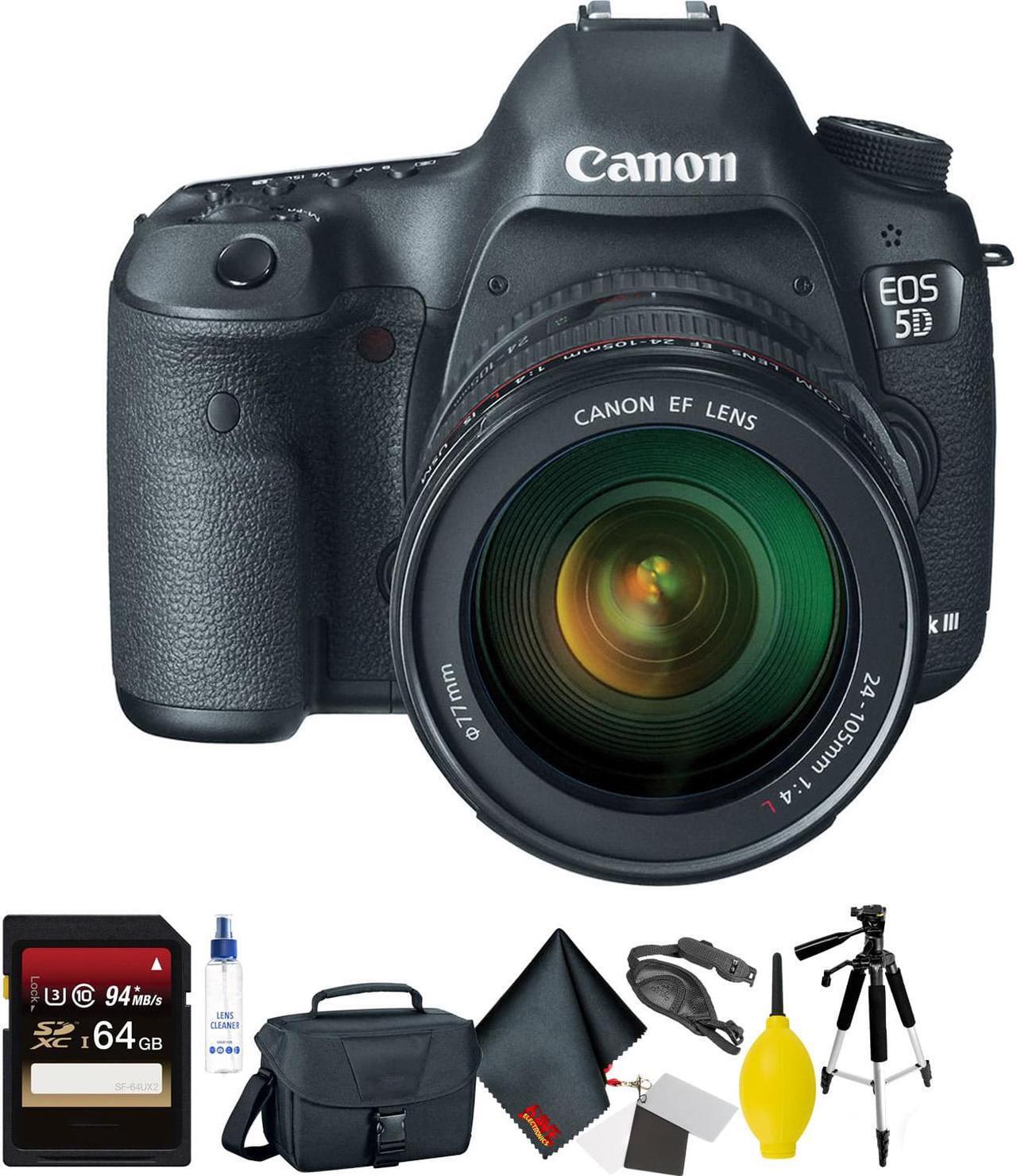Main image of Canon EOS 5D Mark III DSLR Camera with 24-105mm Lens + 64GB Memory Card + Mega Accessory Kit + 1 Year Warranty Bundle