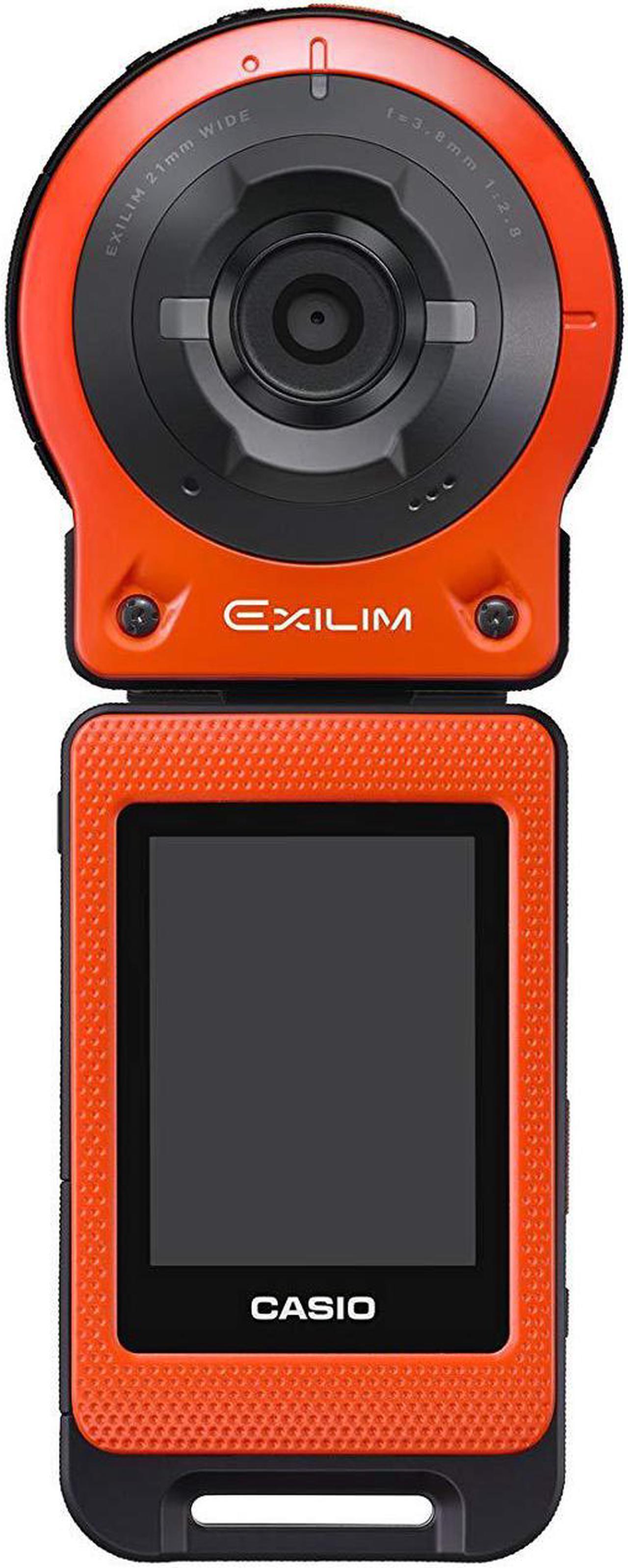 Alt view image 3 of 4 - CASIO EX-FR10 EXILIM Digital Action Camera 14.1 MP - Orange - USB Reader + Wallet - 32GB microSD - Cleaning Kit