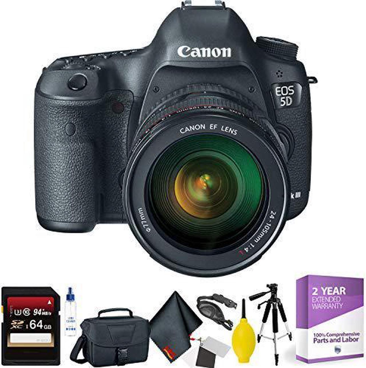 Alt view image 2 of 3 - Canon EOS 5D Mark III DSLR Camera with 24-105mm Lens + 64GB Memory Card + Mega Accessory Kit + 1 Year Warranty Bundle
