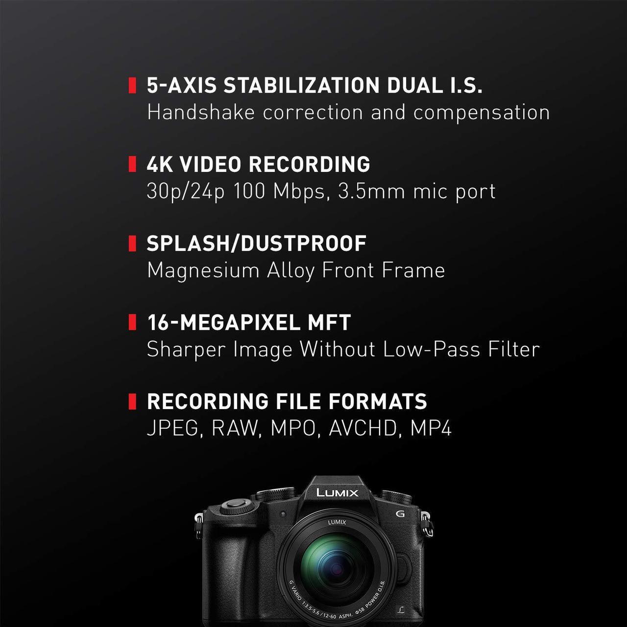 Alt view image 3 of 4 - PANASONIC LUMIX G85 4K Digital Camera, 12-60mm Power O.I.S. Lens, 16 Megapixel Mirrorless Camera, 5 Axis In-Body Dual Im