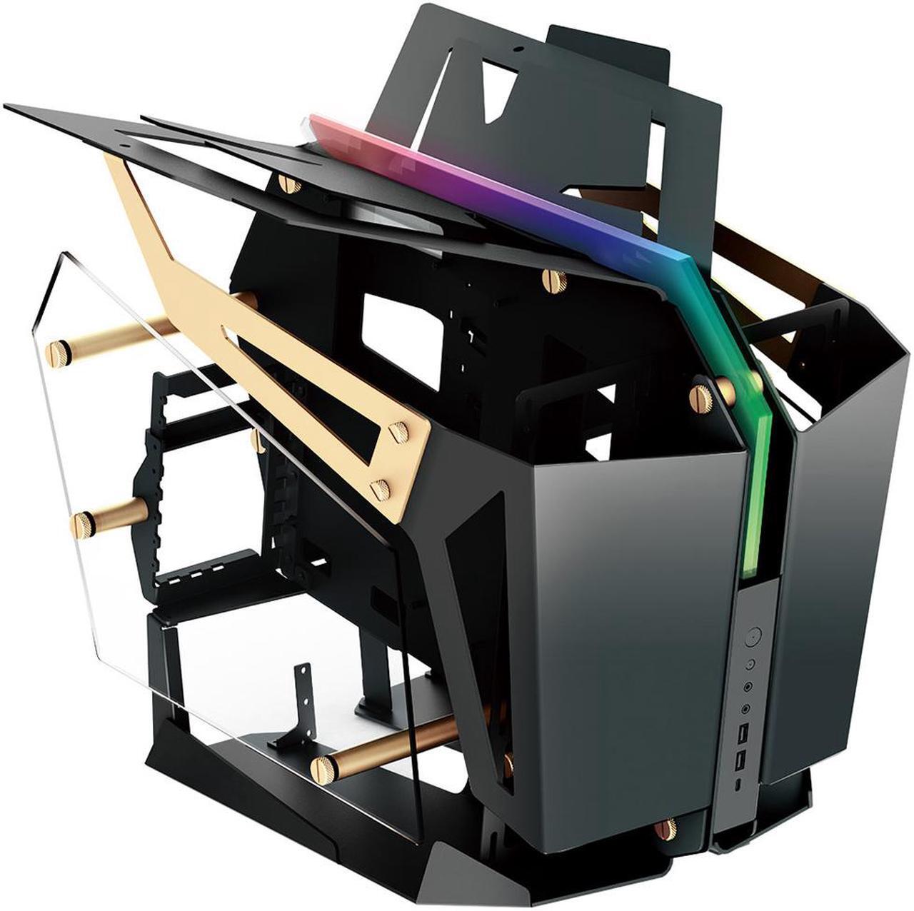 Main image of FSP Gaming/ Streaming Case ETAX/ ATX/ Mini- ITX, Dual-System, Open Frame PC Computer with 2 Tempered Glass Panels, Aluminum Case, & ARGB Center Light Bar ( CMT710 )