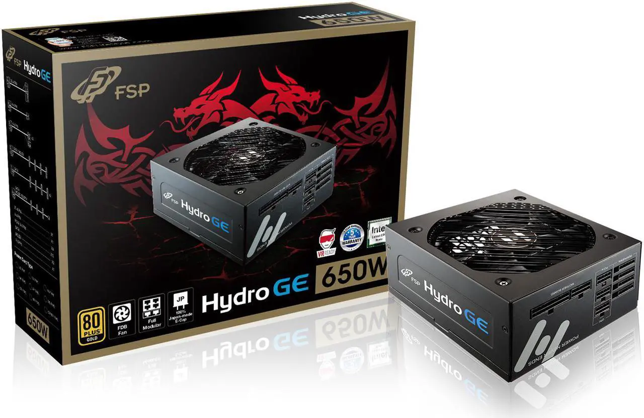 Alt view image 2 of 6 - FSP Hydro GE 650W 80 PLUS Gold Certified Full Modular ATX12V / EPS12V Active PFC Power Supply (HGE650M)