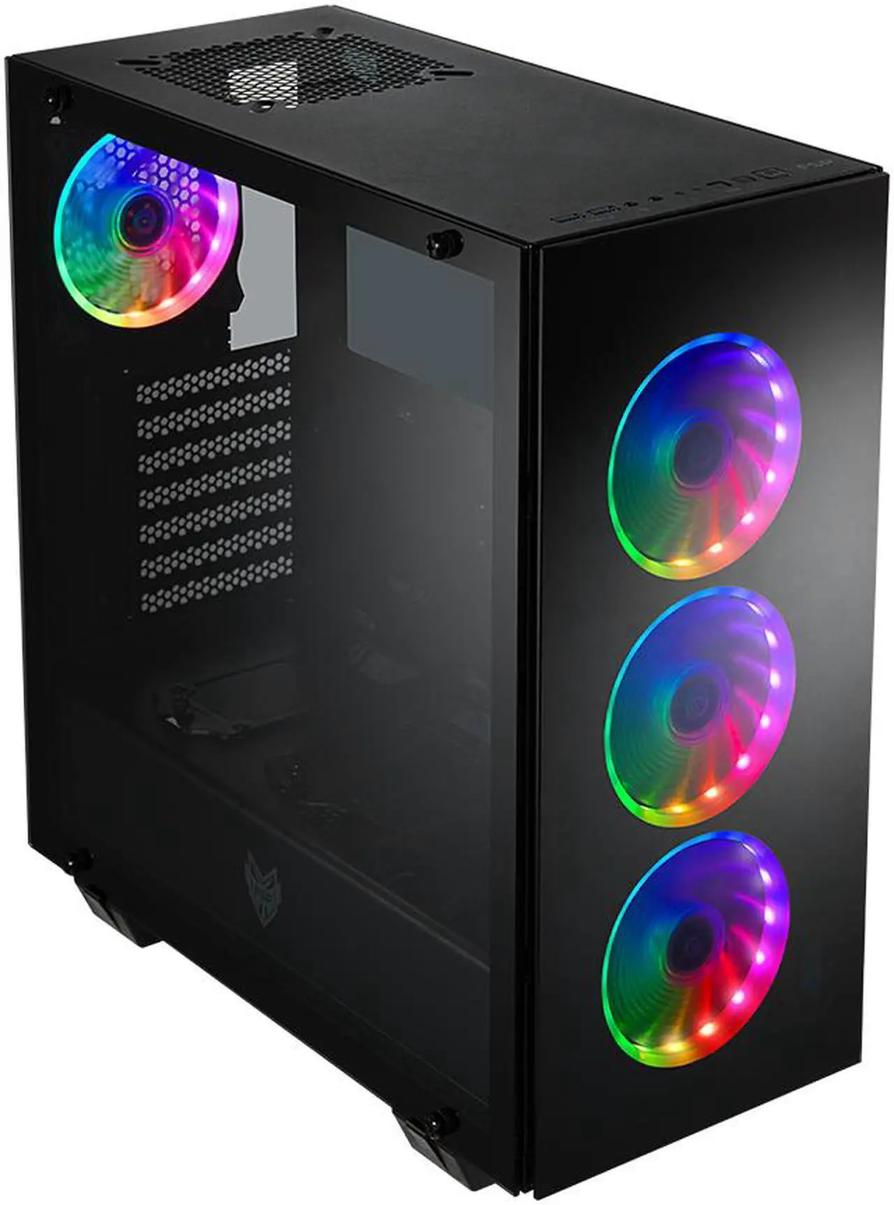 Alt view image 3 of 6 - FSP ATX Mid Tower PC Computer Gaming Case with 3 Translucent Tempered Glass Panels and 4 ARGB Fans (CMT510 Plus)