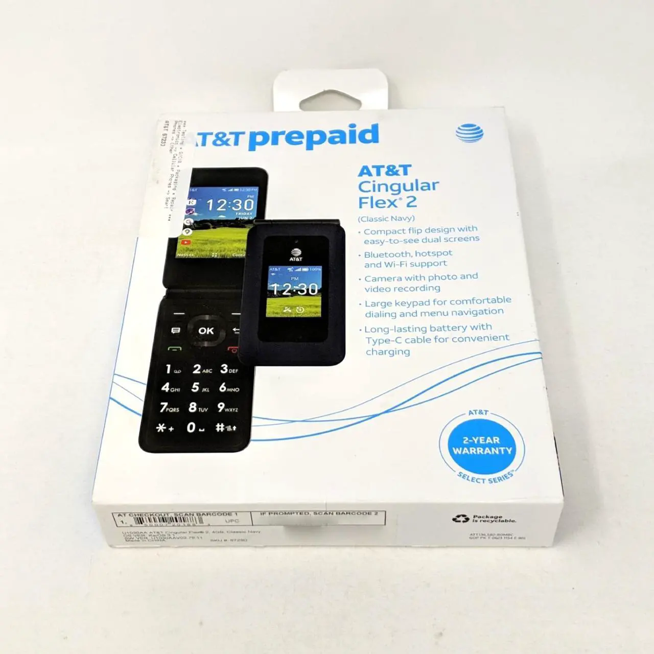 Alt view image 5 of 7 - AT&T 6723D Cingular Flex 2 4GB Prepaid 4G LTE Flip Phone - Classic Navy