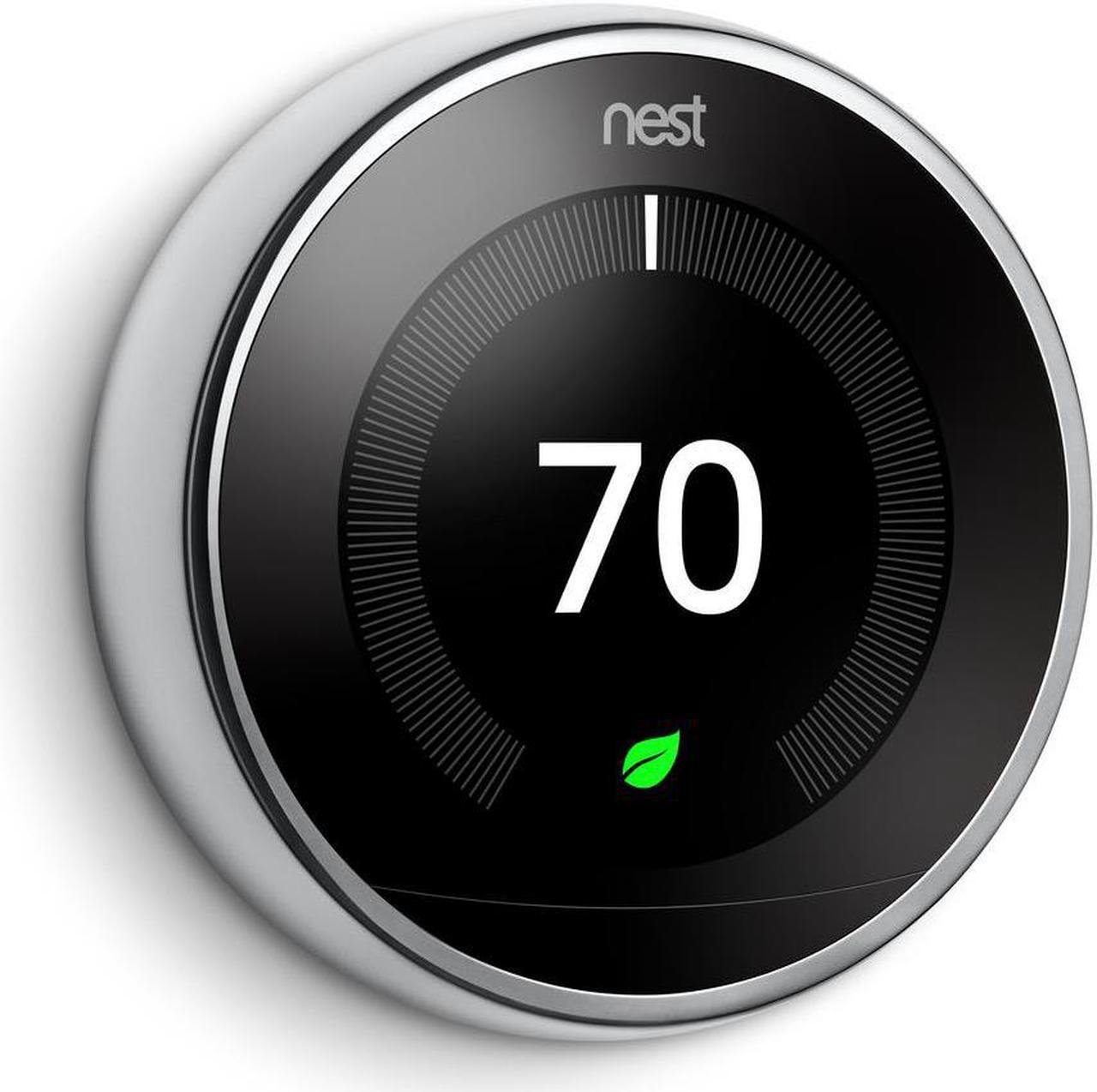 Main image of Nest T3019US Smart Learning Wi-Fi Programmable Thermostat, 3rd Gen, Polished Steel Home Depot Exclusive