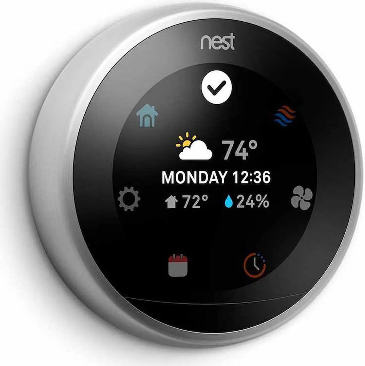 Alt view image 2 of 7 - Nest (T3007ES) Learning Thermostat, Easy Temperature Control for Every Room in Your House, Stainless Steel (Third Generation), Works with Alexa