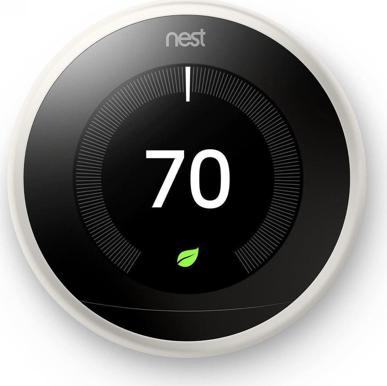Main image of Nest T3017US Learning Thermostat, Easy Temperature Control for Every Room in Your House, White (Third Generation), Works with Alexa Small - White