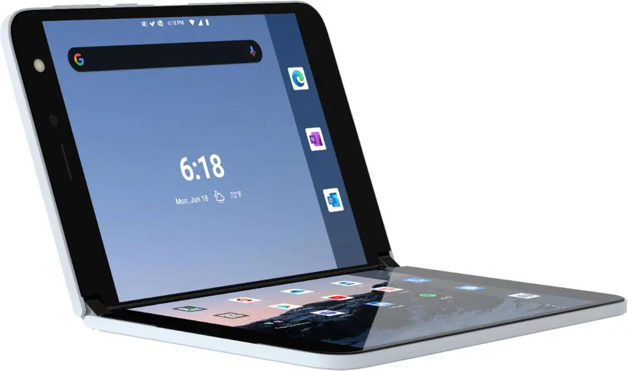 Alt view image 3 of 7 - Microsoft Surface Duo 128GB TGL-00001 Factory Unlocked 8.1 in AMOLED Display 6GB RAM 11MP Camera Smartphone - Glacier