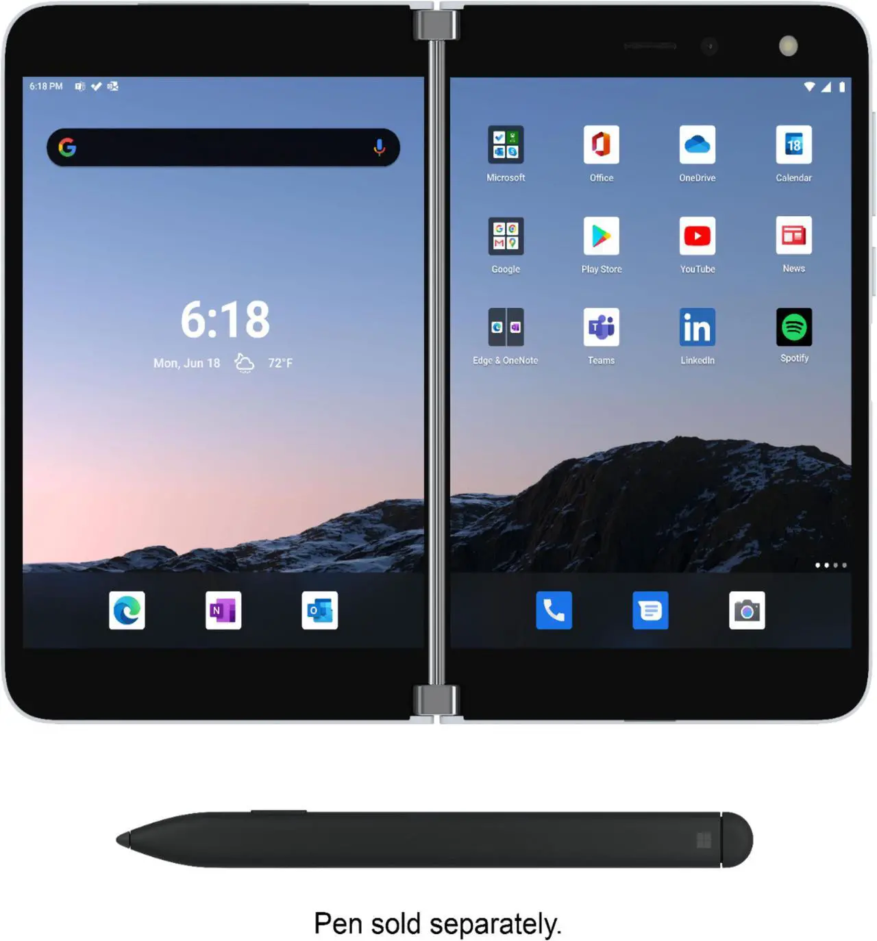Main image of Microsoft Surface Duo 128GB TGL-00001 Factory Unlocked 8.1 in AMOLED Display 6GB RAM 11MP Camera Smartphone - Glacier
