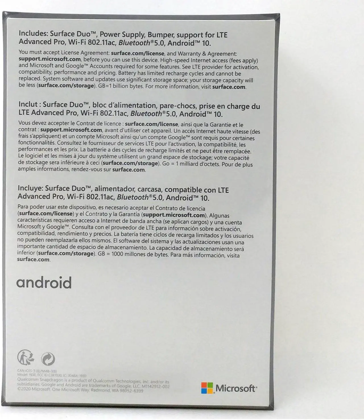 Alt view image 6 of 7 - Microsoft Surface Duo 128GB TGL-00001 Factory Unlocked 8.1 in AMOLED Display 6GB RAM 11MP Camera Smartphone - Glacier