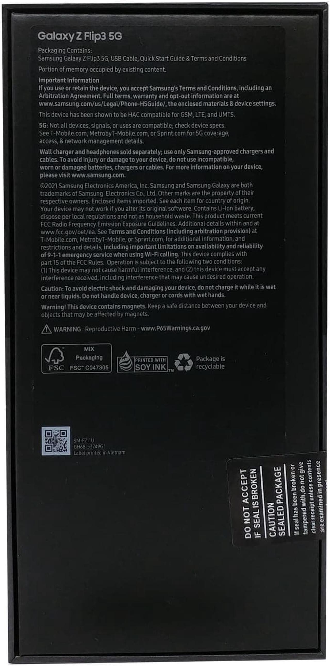 Alt view image 4 of 8 - Samsung Galaxy Z Flip 3 5G 128GB SM-F711U T-Mobile 8GB RAM Folding Glass Technology Smartphone - Phantom Black