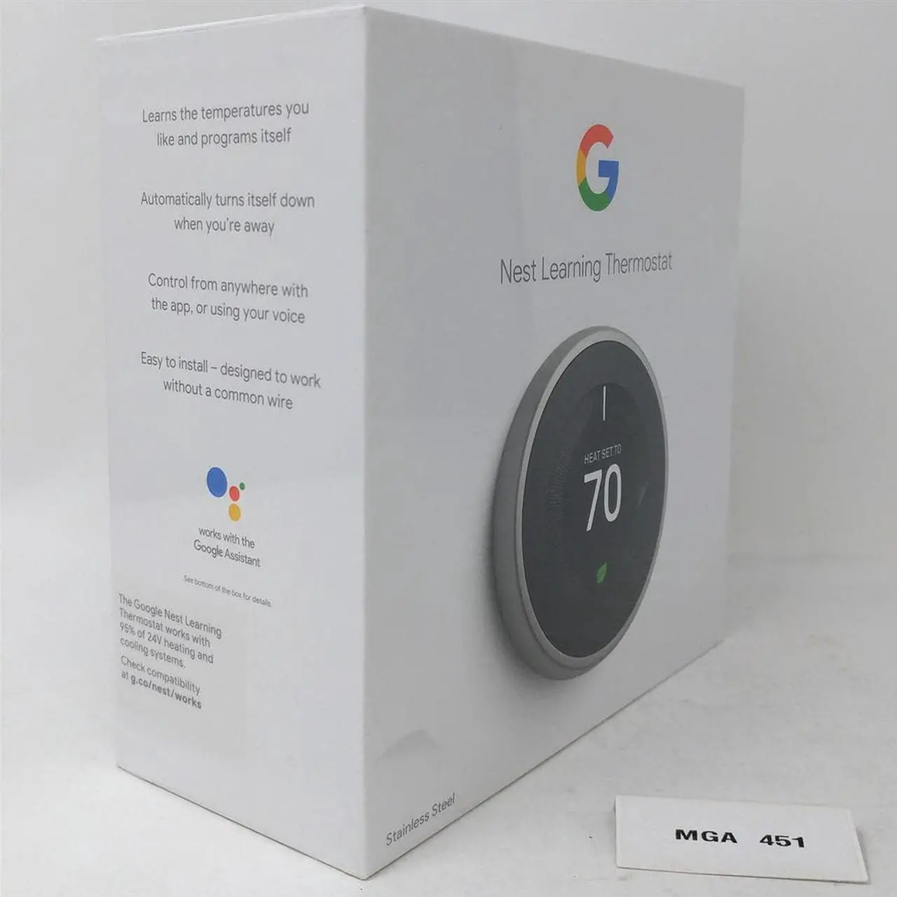 Alt view image 5 of 7 - Nest (T3007ES) Learning Thermostat, Easy Temperature Control for Every Room in Your House, Stainless Steel (Third Generation), Works with Alexa