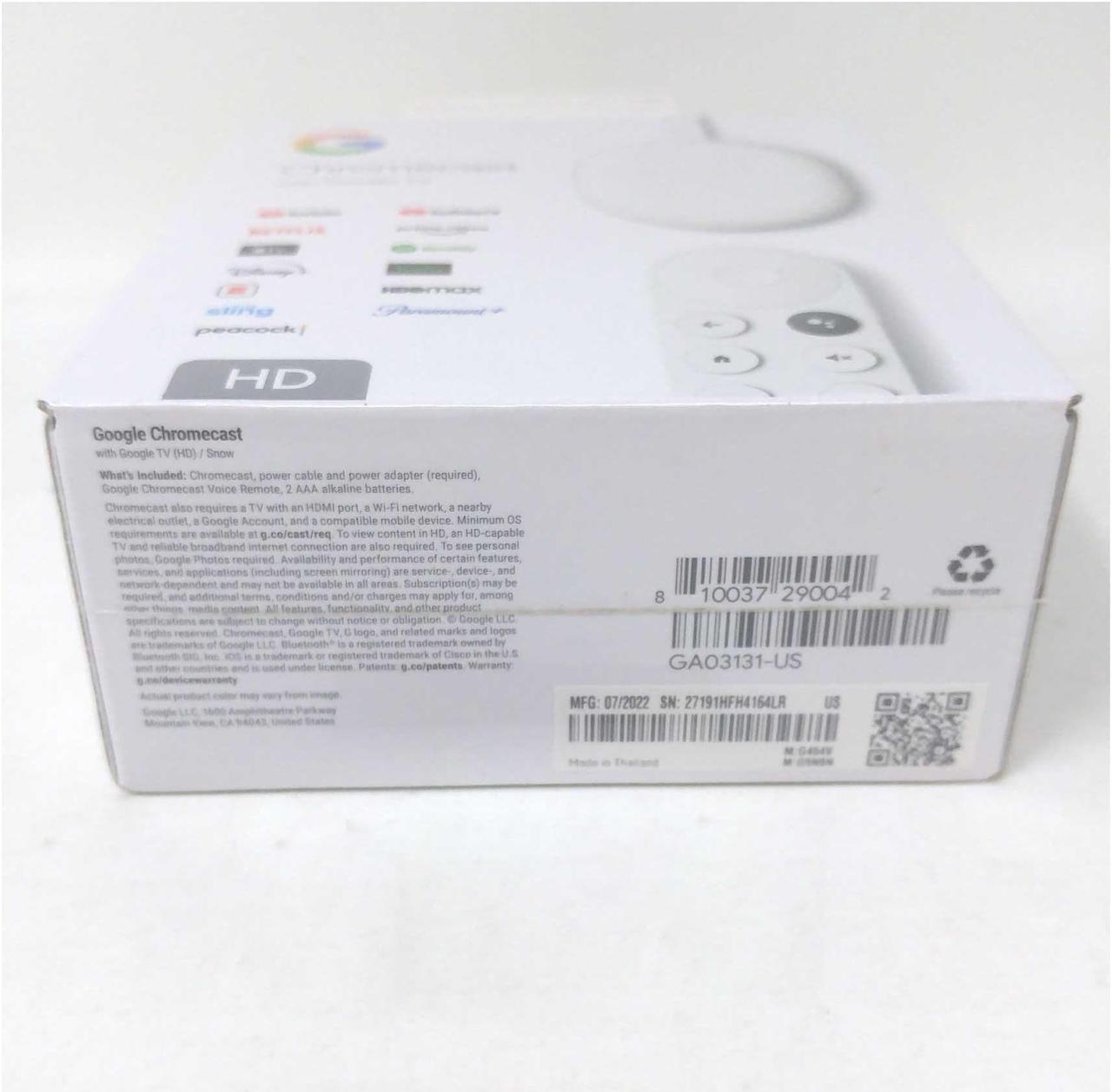 Alt view image 14 of 19 - Google Nest GA03131 Chromecast With Google TV (HD) - Snow