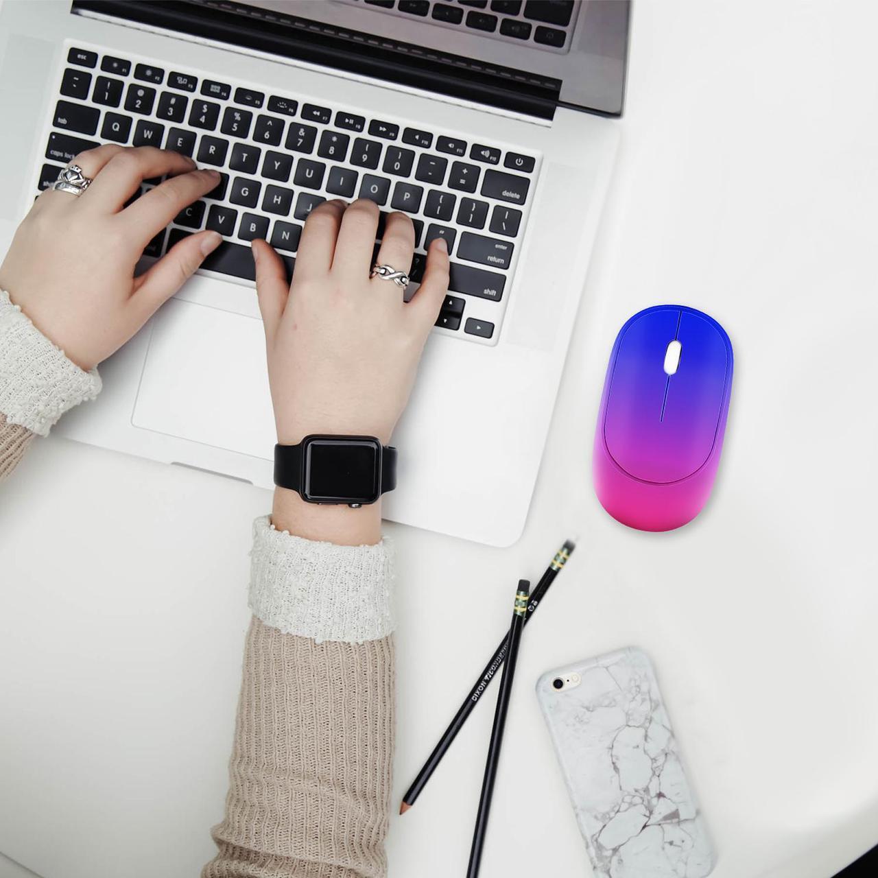 Alt view image 2 of 7 - Wireless Mouse with USB Receiver, Rechargeable Portable Ultra-Thin Noiseless Mouse for Notebook, PC, Laptop, Computer, MacBook - Gradient