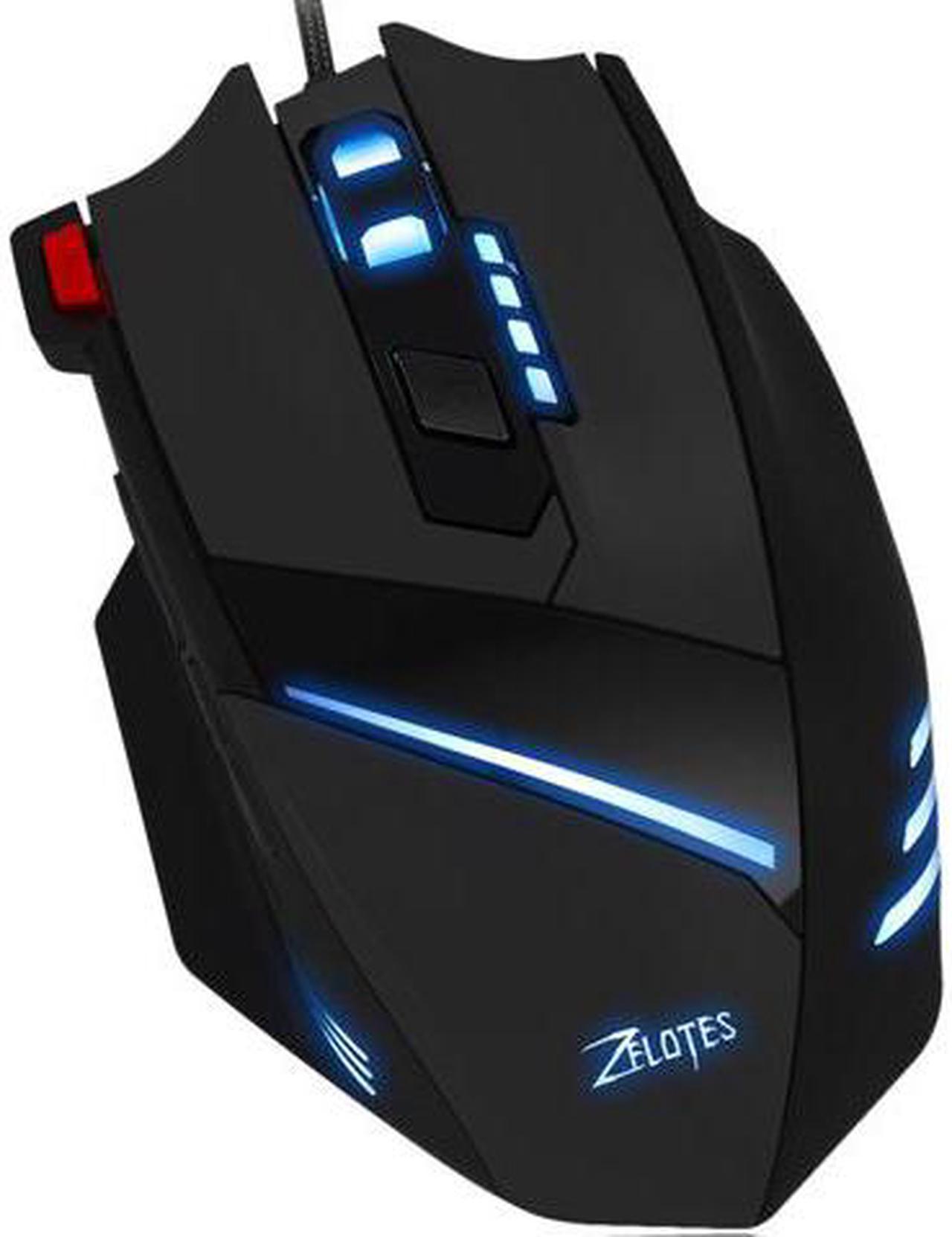 Zelotes T60 Gaming Mice 7200 DPI Wired USB Computer Mice 7 Buttons Multi-Modes LED Lights Gaming Mouse for PC Mac