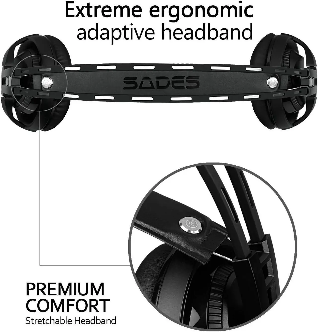 Alt view image 3 of 7 - SADES SA-935 Gaming Headset Surround Sound Stereo With Mic 3.5MM Jack Multi-Platform Over-ear Headphones For New Xbox One/PC/PS4/Smartphones