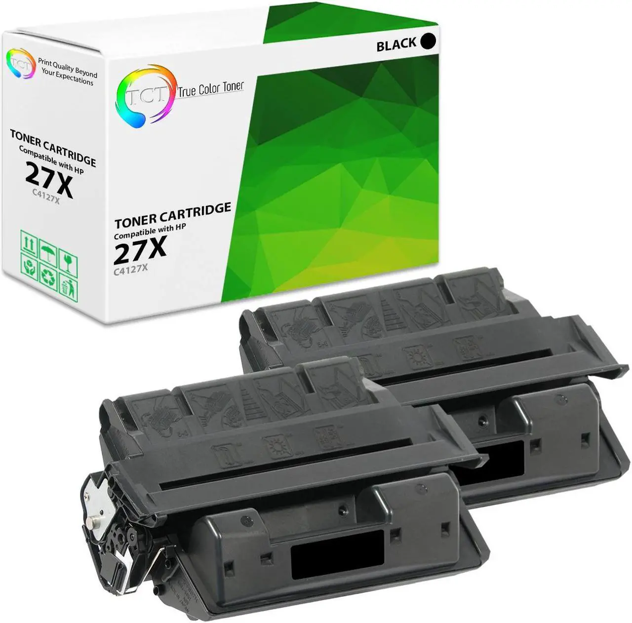 Main image of True Color Toner 27X Toner Cartridge 2 Pack - Premium Compatible Replacement for HP 27X C4127X Black High Yield Works With HP LaserJet 4000 4000N 4000SE 4000T 4000TN 4050 4050N