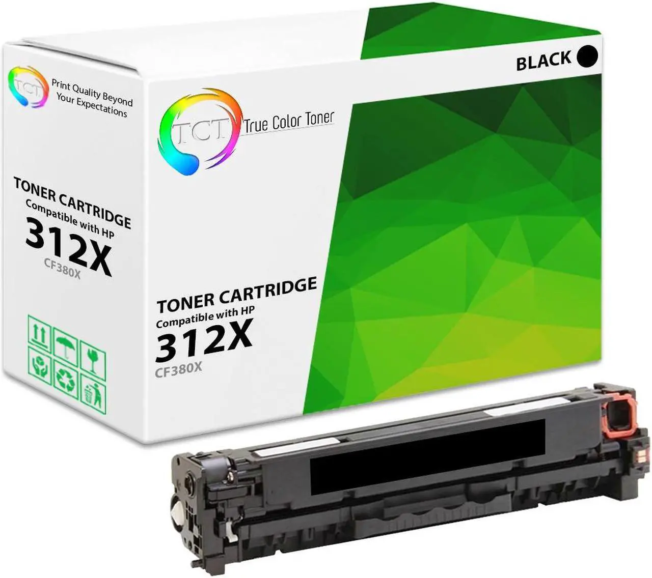 Main image of TCT 312X Black TAA Compliant Toner Cartridge - Premium Compatible Replacement for HP 312X CF380X High Yield Works With HP Color LaserJet Pro MFP M476NW M476DN M476DW Printers
