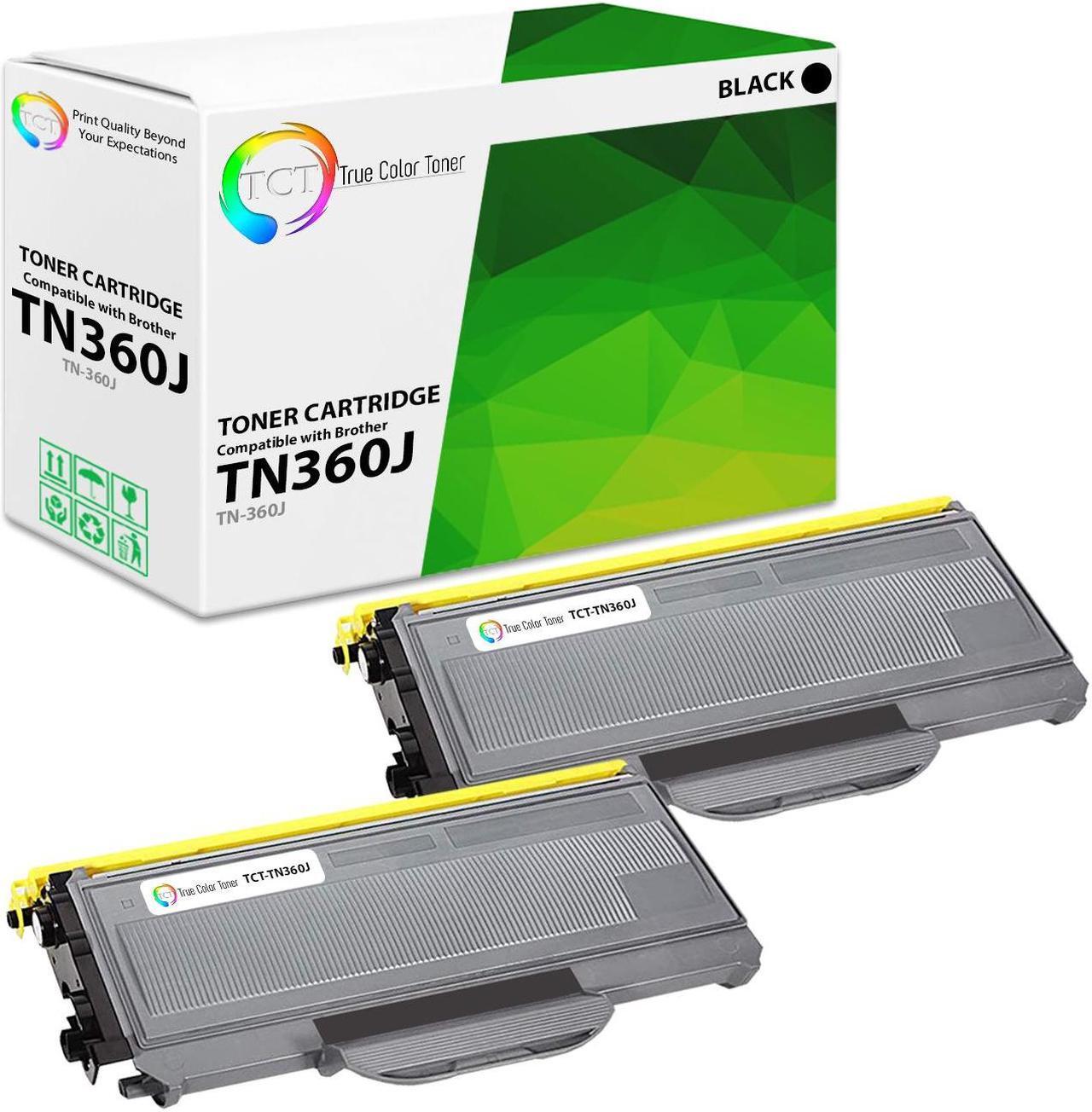 Main image of True Color Toner TN360 Toner Cartridge 2 Pack - Premium Compatible Replacement for Brother TN360 Jumbo Black Works With Brother HL 2120 2125 2140 DCP 7030 7040 MFC 7440N