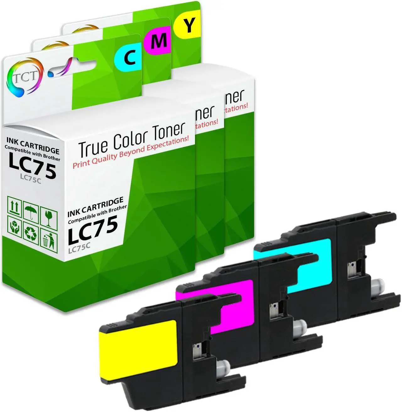 Alt view image 2 of 7 - tct compatible ink cartridge replacement for brother lc75 lc75c lc75m lc75y works with brother mfc-j430w j825dw j435w j425w j28