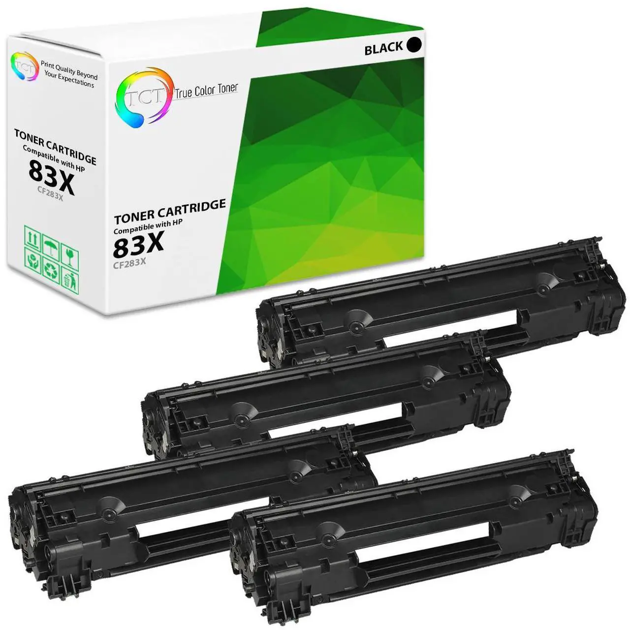 Main image of True Color Toner 83X Toner Cartridge 4 Pack - Premium Compatible Replacement for HP 83X CF283X Black High Yield Works With HP LaserJet Pro MFP M125 M126 M127 M128 M225 M201 M202