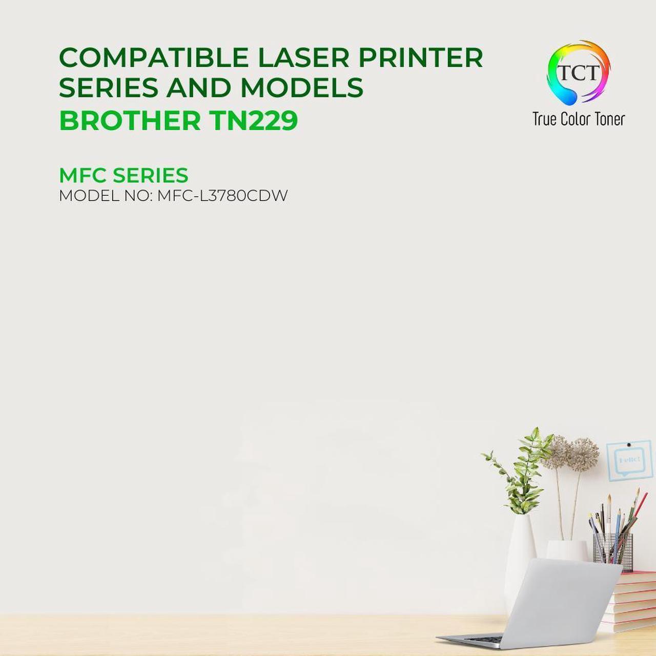 Alt view image 2 of 6 - TCT TN229 Cyan Toner Cartridge - Premium Compatible Replacement for Brother TN229 TN-229C Works With Brother MFC-L3780CDW L3280CDW L3220CW MFC-L3720CDW