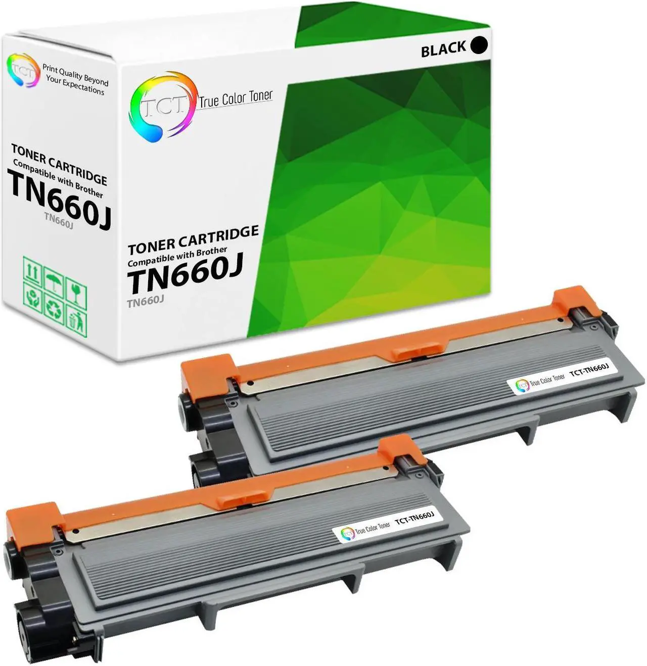 Main image of True Color Toner TN660 Toner Cartridge 2 Pack - Premium Compatible Replacement for Brother TN630 TN660 Jumbo Black Works With Brother HL L2300D L2320D L2340DW DCP L2520DW L2540DW MFC L2700DW