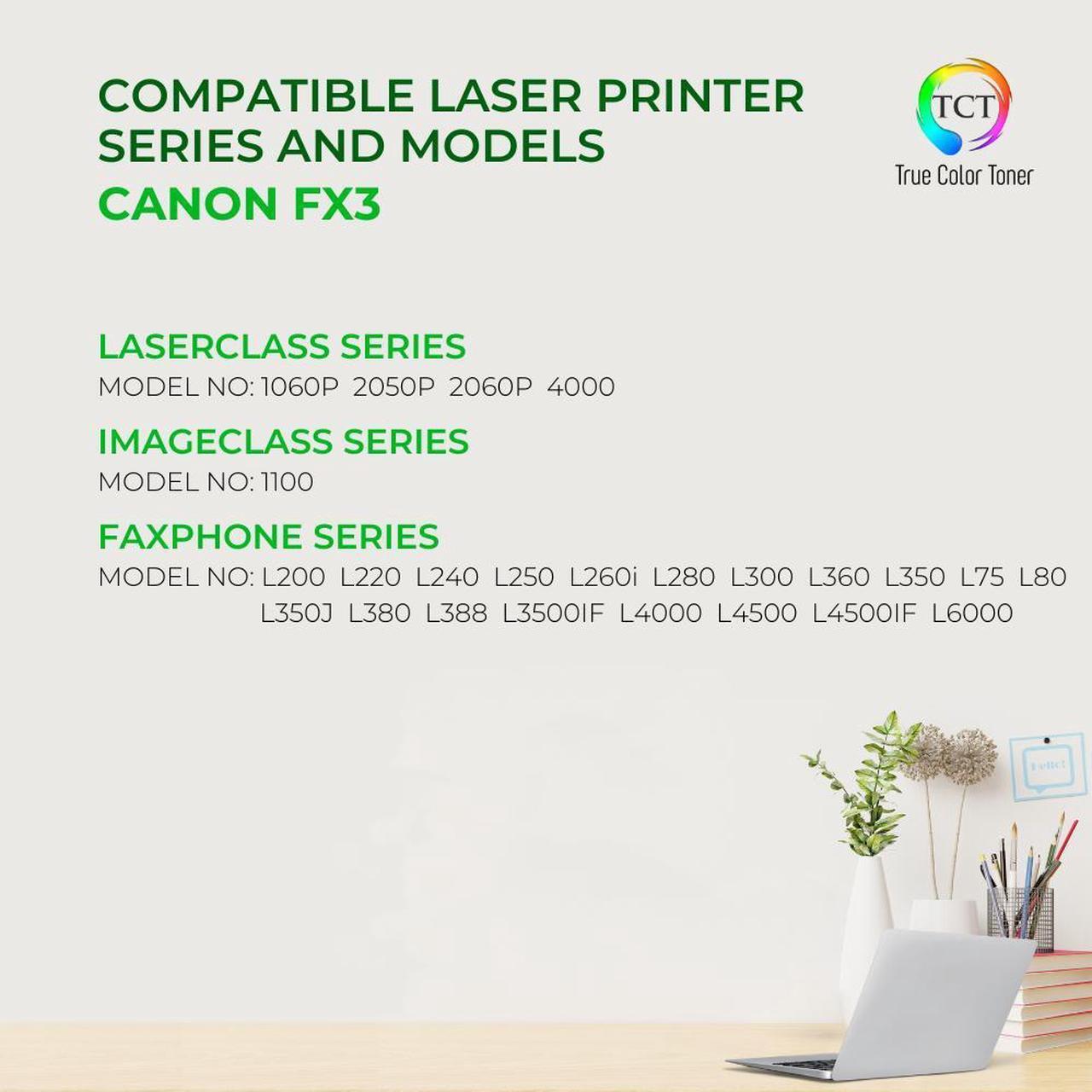 Alt view image 2 of 6 - TCT FX3 Toner Cartridge 2 Pack - Premium Compatible Replacement for Canon FX3 1557A002BA Black Works With Canon LaserClass 1060P 2050P 2060P 4000 ImageClass 1100