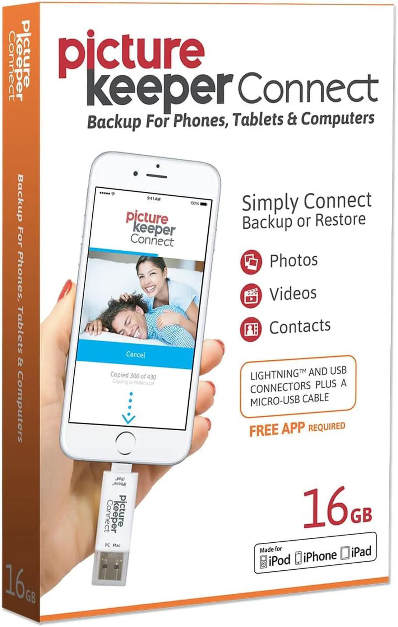Main image of Picture Keeper Connect 16GB Portable Flash Drive iPhone Android Photo Backup USB Device