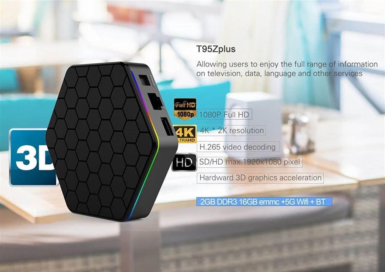 Alt view image 5 of 7 - T95Z Plus Android 7.1 TV BOX KODI, 4K Android TV Streaming BOX 2G RAM 16G ROM, Media Player Smart TV Set Top Box with Amlogic S912 Octa Core Dual Band Wifi 2.4G/5G 3D TV Boxes with Remote