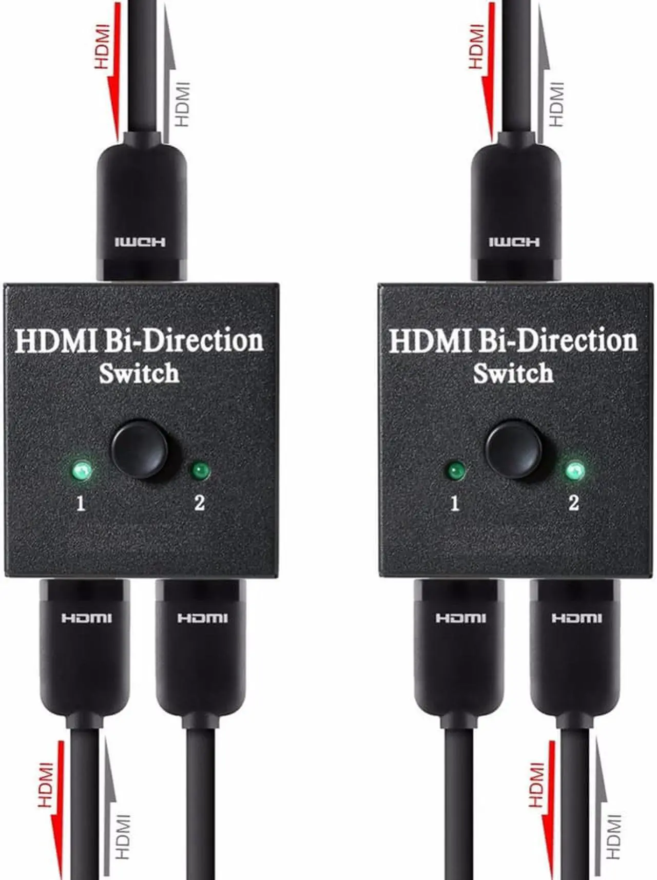 Alt view image 2 of 6 - Full HD 1080P HDMI Switcher 2 Ports Bi-direction Smart AB Switch HDMI Splitter Video Audio Adapter Ultra HD 4K*2K