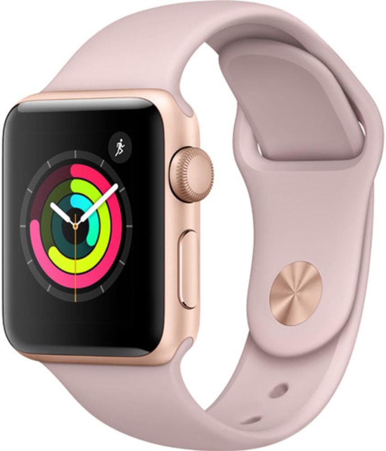 Alt view image 11 of 11 - Apple Watch Series 3 GPS, 38mm MQKW2LL/A Gold Aluminum Case with Pink Sand Sport Band