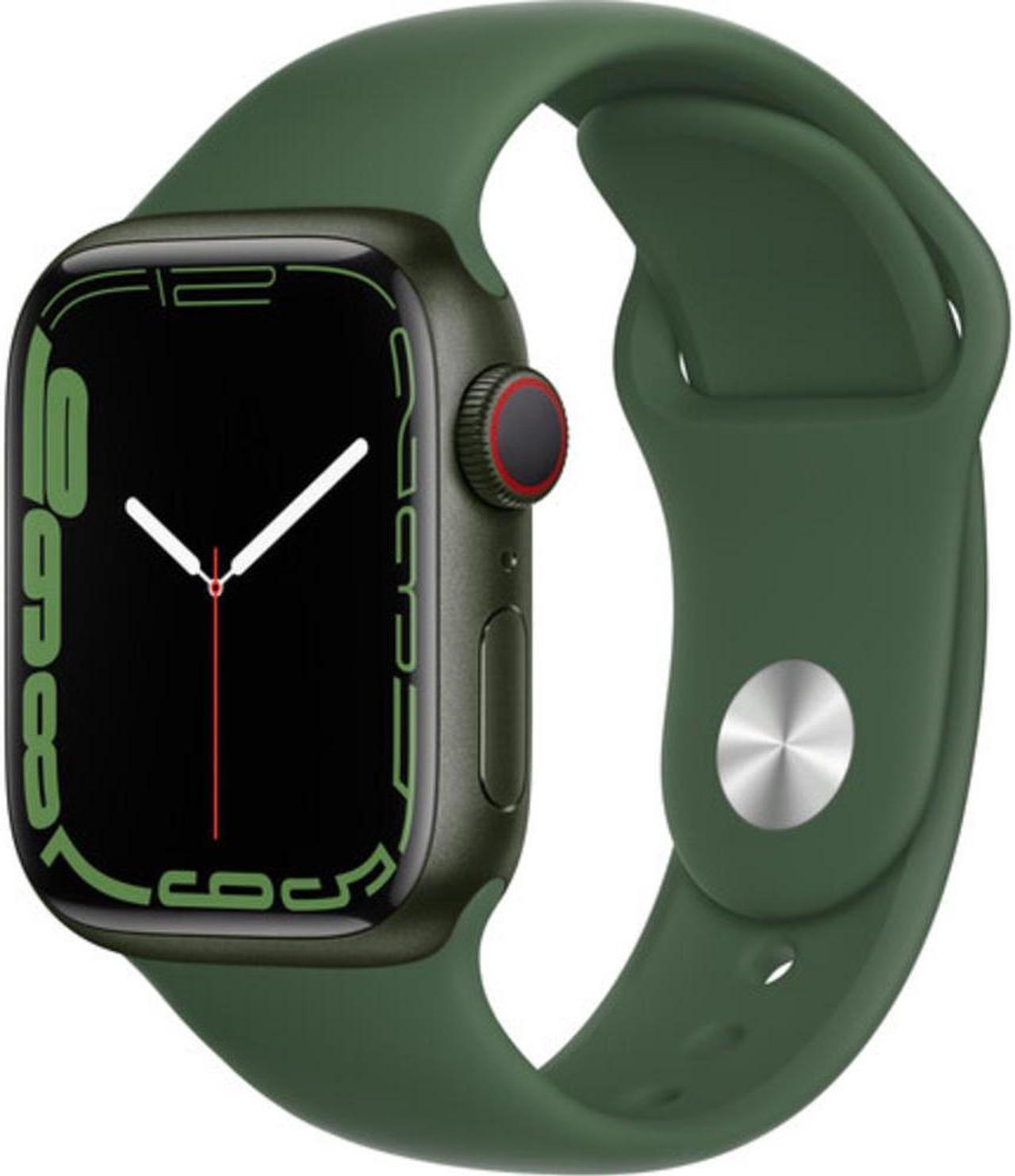 Alt view image 2 of 5 - Apple Watch Series 7 GPS + LTE w/ 41MM Green Aluminum Case & Clover Sport Band