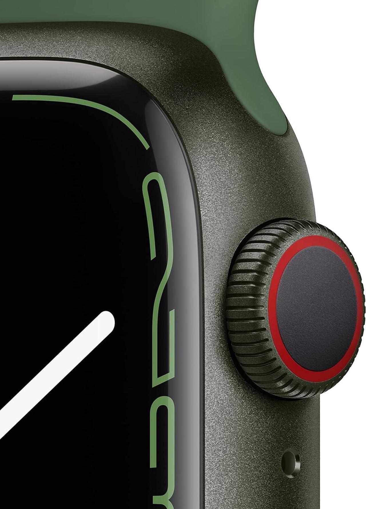 Alt view image 5 of 5 - Apple Watch Series 7 GPS + LTE w/ 41MM Green Aluminum Case & Clover Sport Band