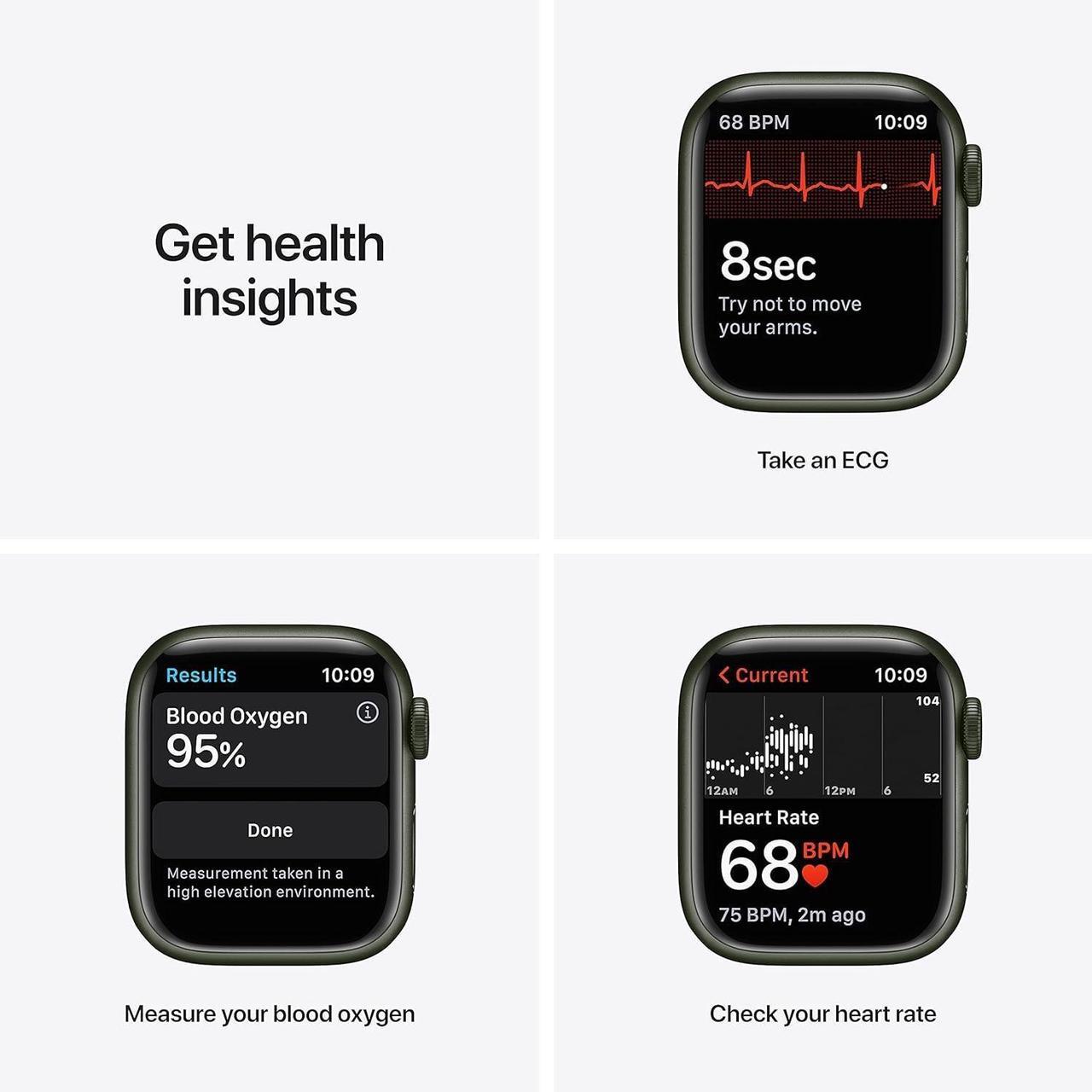Alt view image 4 of 5 - Apple Watch Series 7 GPS + LTE w/ 41MM Green Aluminum Case & Clover Sport Band