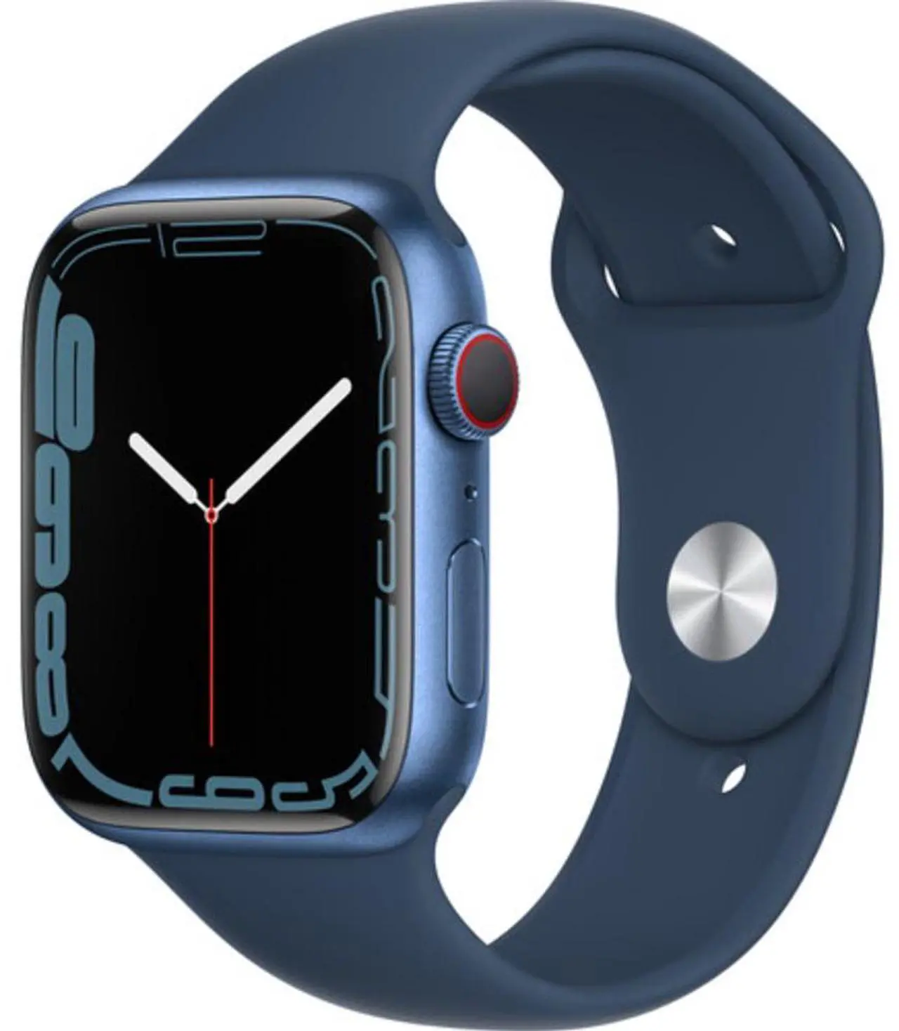 Alt view image 6 of 9 - APPLE WATCH SERIES 7 GPS LTE 41mm BLUE ALUMINUM CASE ABYSS BLUE SPORT BAND