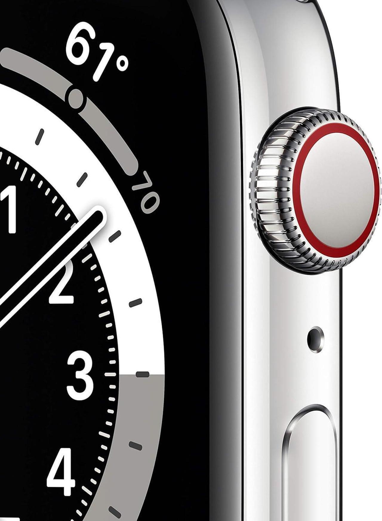 Alt view image 12 of 14 - Apple Watch Series 6 40mm Silver Aluminum Case with White Sport Band GPS + Cellular M02N3LL/A