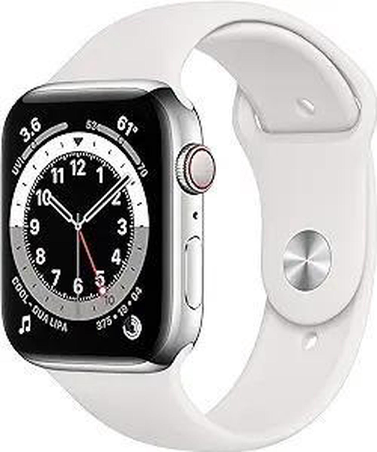 Alt view image 14 of 14 - Apple Watch Series 6 40mm Silver Aluminum Case with White Sport Band GPS + Cellular M02N3LL/A